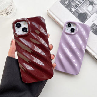 Auramma Collections Avant Basic Plain Black Khaki Cream White Lavender Purple Wine Red Green Glossy 3D Silk Wavy Texture Look Soft TPU Case iPhone 16 15 14 13 12 11 Pro Max Plus
