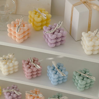 Auramma Collections Avant Basic Popular Modern Pastel Color Purple Blue Pink Yellow White Green Nude Heart Rubik Rubix Cube Scented Candle