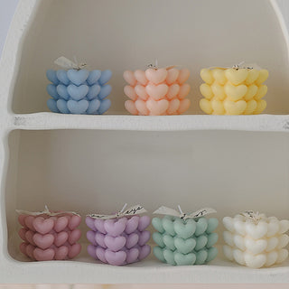Auramma Collections Avant Basic Popular Modern Pastel Color Purple Blue Pink Yellow White Green Nude Heart Rubik Rubix Cube Scented Candle