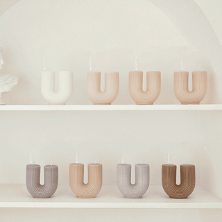 Auramma Collections Avant Basic Simple U Shaped Stripe Finish Danish Pastel Nude Shades Color Scented Candles
