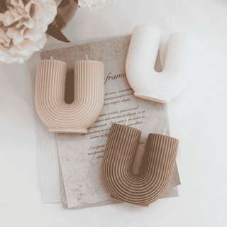 Auramma Collections Avant Basic Simple U Shaped Stripe Finish Danish Pastel Nude Shades Color Scented Candles