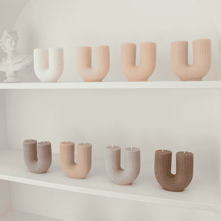 Auramma Collections Avant Basic Simple U Shaped Stripe Finish Danish Pastel Nude Shades Color Scented Candles