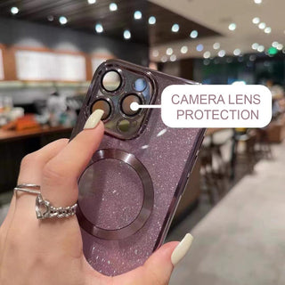 Auramma Collections Beautiful Glitter Pink Purple Silver Black Blue Gold MagSafe Wireless Charging Case iPhone 16 15 14 13 12 11 Pro Max Plus