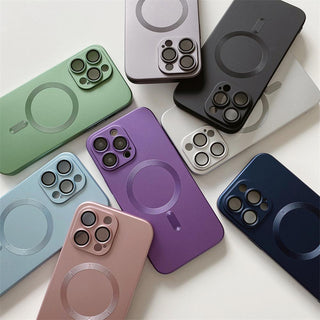 Auramma Collections Classy Matte Metallic Solid Color Black Grey Silver Purple Green Blue Pink MagSafe Soft Case iPhone 14 13 12 Pro Max Plus