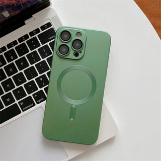 Auramma Collections Classy Matte Metallic Solid Color Black Grey Silver Purple Green Blue Pink MagSafe Soft Case iPhone 14 13 12 Pro Max Plus