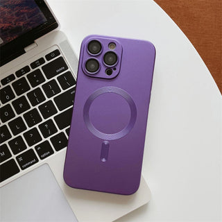 Auramma Collections Classy Matte Metallic Solid Color Black Grey Silver Purple Green Blue Pink MagSafe Soft Case iPhone 14 13 12 Pro Max Plus