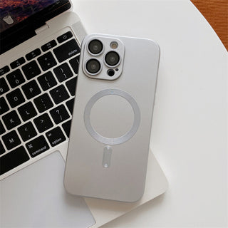 Auramma Collections Classy Matte Metallic Solid Color Black Grey Silver Purple Green Blue Pink MagSafe Soft Case iPhone 14 13 12 Pro Max Plus