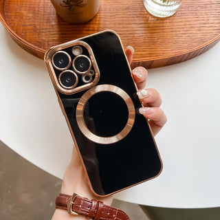 Auramma Collections Classy Rose Gold Solid Color Blue Red Black White Nude Pink Purple MagSafe Case iPhone 14 13 12 11 Pro Max Plus Mini