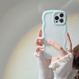 Auramma Collections Clear Colorful Wavy Bumper Pink Purple Cream Yellow Blue White Black TPU Case iPhone 17 16 15 14 13 12 11 Pro Max Plus Air