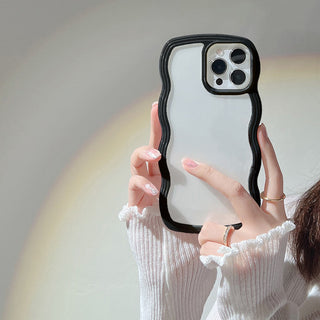 Auramma Collections Clear Colorful Wavy Bumper Pink Purple Cream Yellow Blue White Black TPU Case iPhone 17 16 15 14 13 12 11 Pro Max Plus Air