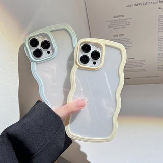Auramma Collections Clear Colorful Wavy Bumper Pink Purple Cream Yellow Blue White Black TPU Case iPhone 17 16 15 14 13 12 11 Pro Max Plus Air