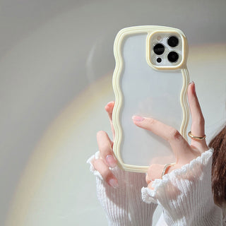 Auramma Collections Clear Colorful Wavy Bumper Pink Purple Cream Yellow Blue White Black TPU Case iPhone 17 16 15 14 13 12 11 Pro Max Plus Air