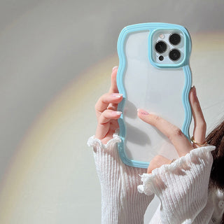 Auramma Collections Clear Colorful Wavy Bumper Pink Purple Cream Yellow Blue White Black TPU Case iPhone 17 16 15 14 13 12 11 Pro Max Plus Air