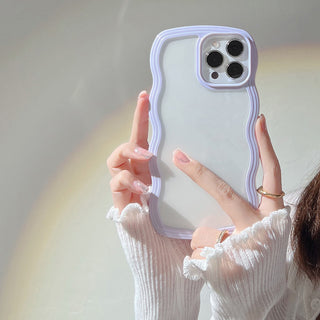 Auramma Collections Clear Colorful Wavy Bumper Pink Purple Cream Yellow Blue White Black TPU Case iPhone 17 16 15 14 13 12 11 Pro Max Plus Air
