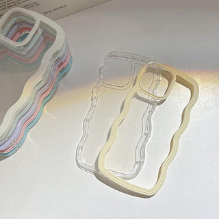 Auramma Collections Clear Colorful Wavy Bumper Pink Purple Cream Yellow Blue White Black TPU Case iPhone 17 16 15 14 13 12 11 Pro Max Plus Air