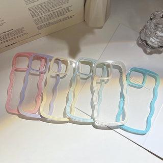 Auramma Collections Clear Colorful Wavy Bumper Pink Purple Cream Yellow Blue White Black TPU Case iPhone 17 16 15 14 13 12 11 Pro Max Plus Air