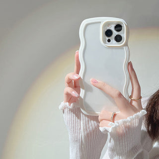 Auramma Collections Clear Colorful Wavy Bumper Pink Purple Cream Yellow Blue White Black TPU Case iPhone 17 16 15 14 13 12 11 Pro Max Plus Air