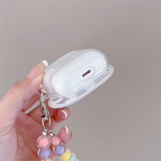 Auramma Collections Clear Oversized Bear Head Shaped Colorful AirPods Case With Matching Beaded Charm
