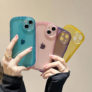 Auramma Collections Clear Round Colorful Blue Pink Purple Yellow Black White TPU iPhone Case