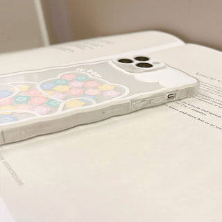 Auramma Collections Clear Wavy White Melting Colorful Flower Bear Outline TPU Case iPhone 14 13 12 11 Pro Max Plus Mini