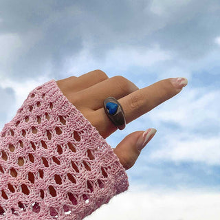 Auramma Collections 2022 Hottest Trend Color Block Bicolor Purple Orange Green Hot Pink Dark Red Coffee Resin Rings