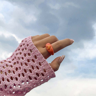 Auramma Collections 2022 Hottest Trend Color Block Bicolor Purple Orange Green Hot Pink Dark Red Coffee Resin Rings