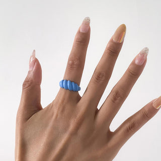 Auramma Collections 2022 Hottest Trend Color Block Orange Purple Pink Blue Green Twisty Spiral Bold Statement Resin Rings