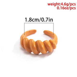 Auramma Collections 2022 Hottest Trend Color Block Orange Purple Pink Blue Green Twisty Spiral Bold Statement Resin Rings