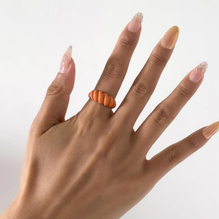 Auramma Collections 2022 Hottest Trend Color Block Orange Purple Pink Blue Green Twisty Spiral Bold Statement Resin Rings