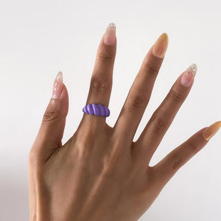 Auramma Collections 2022 Hottest Trend Color Block Orange Purple Pink Blue Green Twisty Spiral Bold Statement Resin Rings