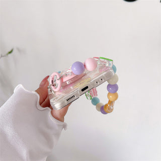 Auramma Collections Colorful Sprinkles Donut Design Matching Pop Socket Colorful Flower Beaded Charm Soft TPU Case Samsung Galaxy Z Flip 3 4