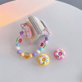 Auramma Collections Colorful Sprinkles Donut Design Matching Pop Socket Colorful Flower Beaded Charm Soft TPU Case Samsung Galaxy Z Flip 3 4