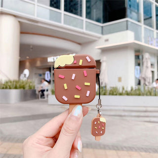 Auramma Collections Cute 3D Pink Strawberry Chocolate Ice Cream Bar Silicone Case for AirPods
