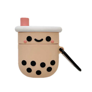 Auramma Collections Cute Funny 3D Blushing Boba Bubble Tea Silicone Case for AirPods 1 2 3 Pro