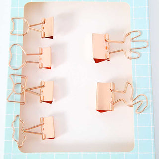Auramma Collections Cute Bow Cat Heart Lips Flamingo Shape Rose Gold Binder Clips
