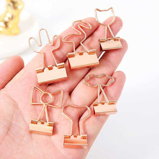 Auramma Collections Cute Bow Cat Heart Lips Flamingo Shape Rose Gold Binder Clips