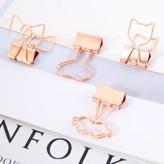 Auramma Collections Cute Bow Cat Heart Lips Shape Rose Gold Binder Clips