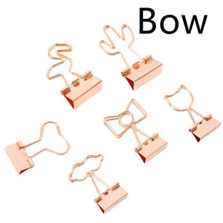 Auramma Collections Cute Bow Cat Heart Lips Flamingo Shape Rose Gold Binder Clips