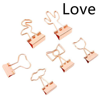 Auramma Collections Cute Bow Cat Heart Lips Flamingo Shape Rose Gold Binder Clips