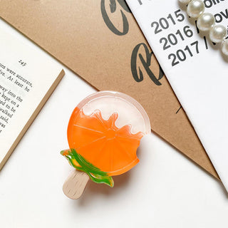 Auramma Collections Cute Resin Fruit Pineapple Yellow Pink Peach Red Strawberry Orange Popsicle Pull Out Phone Grip