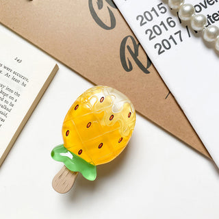 Auramma Collections Cute Resin Fruit Pineapple Yellow Pink Peach Red Strawberry Orange Popsicle Pull Out Phone Grip