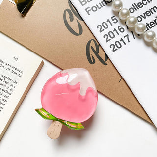 Auramma Collections Cute Resin Fruit Pineapple Yellow Pink Peach Red Strawberry Orange Popsicle Pull Out Phone Grip