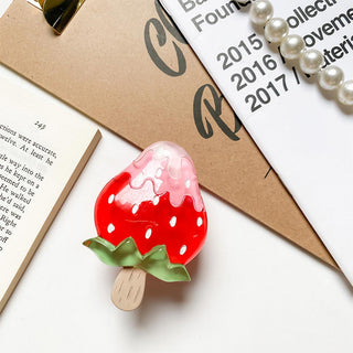 Auramma Collections Cute Resin Fruit Pineapple Yellow Pink Peach Red Strawberry Orange Popsicle Pull Out Phone Grip