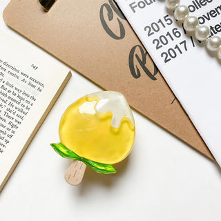 Auramma Collections Cute Resin Fruit Pineapple Yellow Pink Peach Red Strawberry Orange Popsicle Pull Out Phone Grip