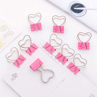 Auramma Collections Pink Hollow Heart Binder Clip