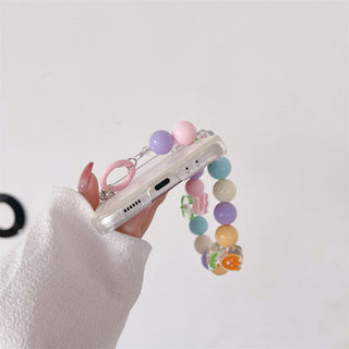 Auramma Collections Cute Dreamy Illustration Y2K Style Pink Blue Purple Cloud Moon Hearts Planet Stars Boat Design Colorful Flower Beaded Charm Soft TPU Case Samsung Galaxy Z Flip 3 4