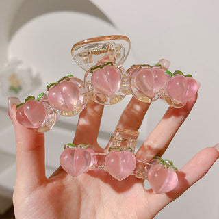Auramma Collections Cute Juicy Summer Clear Pink Peaches Large Medium Small Hair Claw