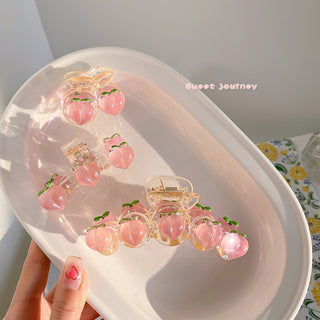 Auramma Collections Cute Juicy Summer Clear Pink Peaches Large Medium Small Hair Claw