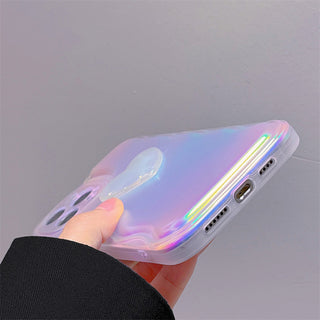 Auramma Collections Cute Wavy Style Radiant Color Soft 3D White Heart TPU Case iPhone 15 14 13 12 11 Pro Max Plus