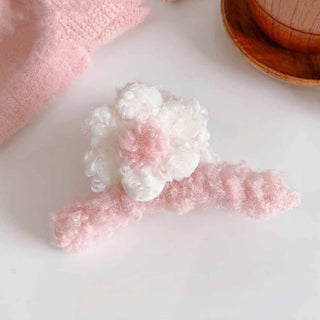 Auramma Collections Cozy Soft Wool Cute Big Flower Hair Claw